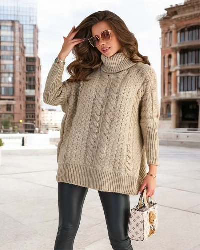 Royalfashion Pull à col roulé pour femme