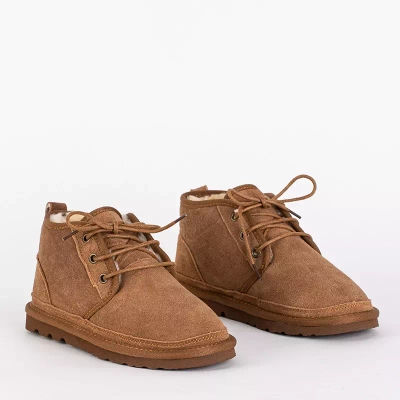 OUTLET Bottes de neige courtes à lacets marron enfant Tibilis- Chaussures