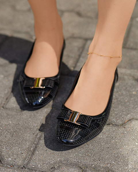 Ballerines femme noires ajourées à nœud Rumac - Footwear