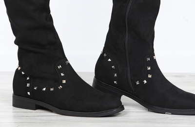 Czarne, długie kozaki Lucette- Obuwie