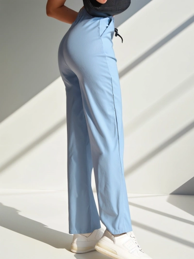 Pantalons larges en tissu pour femmes Royalfashion avec coton