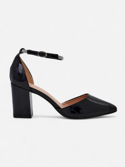 Escarpins en cuir verni Royalfashion pour femmes avec une sangle ornée de strass Furoni