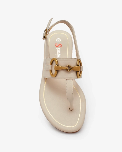 Royalfashion Sandales à tongs pour femmes en beige Imonel