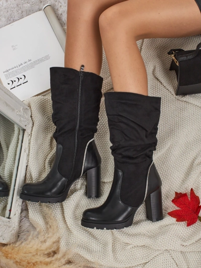 Bottines pour femmes Elyndra en éco-daim avec tige froncée