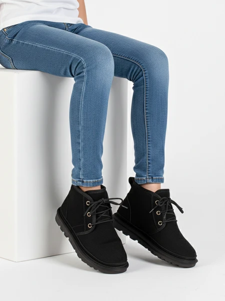 Bottines Enfant Luna Noires Daim Confortables pour l'Hiver