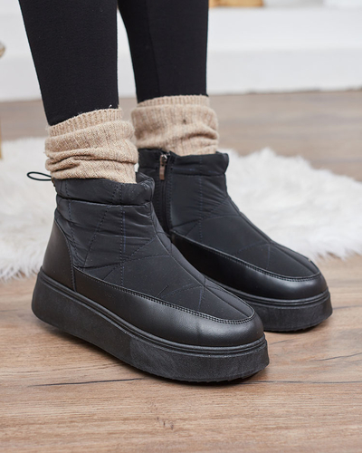 Royalfashion Bottes de neige pour femme de couleur noire Fopinia