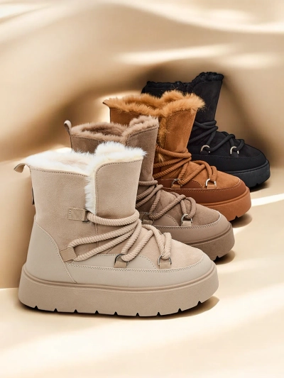 Royalfashion Bottes de neige à lacets pour femmes Liloz