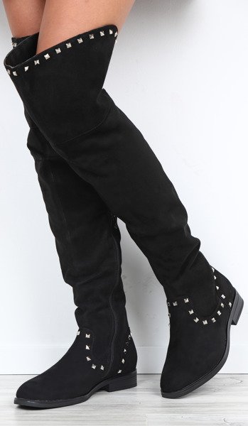 Czarne, długie kozaki Lucette- Obuwie