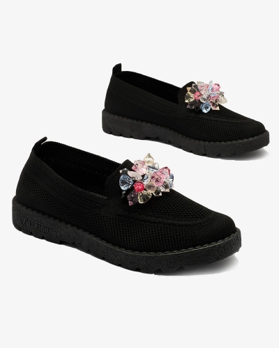 Royalfashion Demi-pointes à enfiler noires pour femmes Enweta