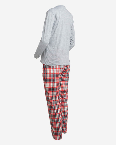 Pyjama 2 pièces gris pour femmes avec bonhomme de neige- Vêtements