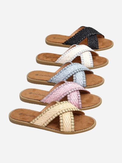 Sandales pour femmes Royalfashion avec des brides tissées Bornes