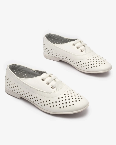 Mocassins ajourés blancs pour enfants Janno- Footwear