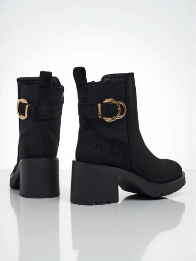 Bottines femme en daim écologique à talon bloc Solenya