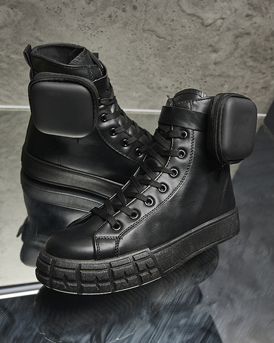 Chaussures de sport noires pour femmes avec pochette Efiffe- Footwear