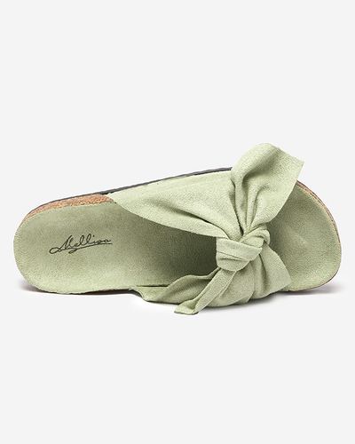 OUTLET Chaussons femme en éco-daim vert avec nœud Xeria - Footwear