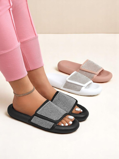 Royalfashion Claquettes plates pour femmes Sparkle Step