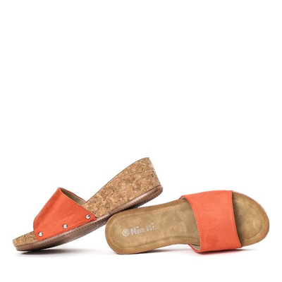 Tongs orange sur une semelle compensée Gala - Chaussures