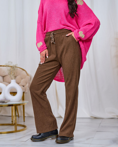 Royalfashion Pantalon en velours côtelé pour femme, de couleur marron