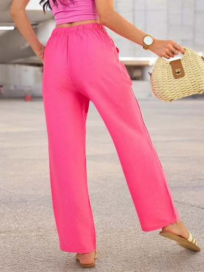 Royalfashion Pantalon large en tissu pour femme