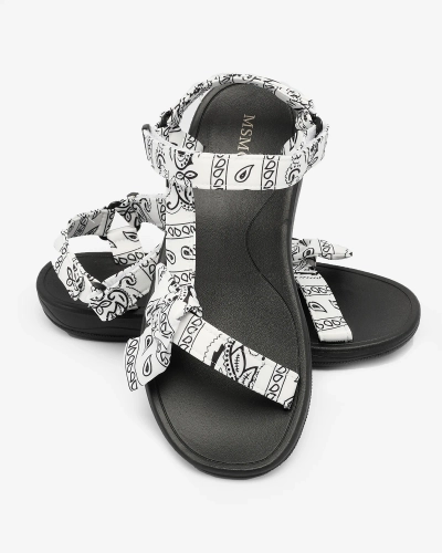 Royalfashion Sandales pour femmes blanches et noires avec nœud Oyall