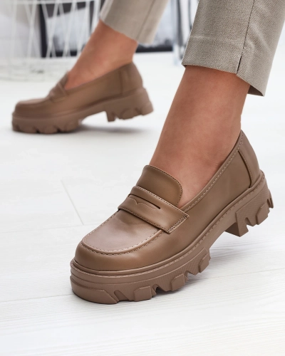 OUTLET Mocassins marron clair pour femme sur une semelle solide Desika - Footwear
