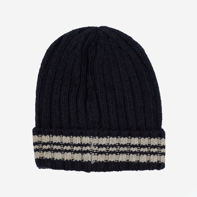 Bonnet homme bleu marine en laine mélangée - Accessoires
