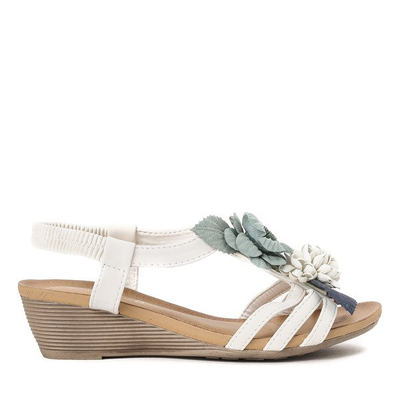 Sandales compensées blanches avec fleurs décoratives Dormina - Chaussures 1