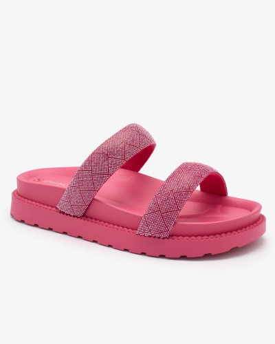 Royalfashion Fuchsia Femmes Zirconia Sparkle Sliders