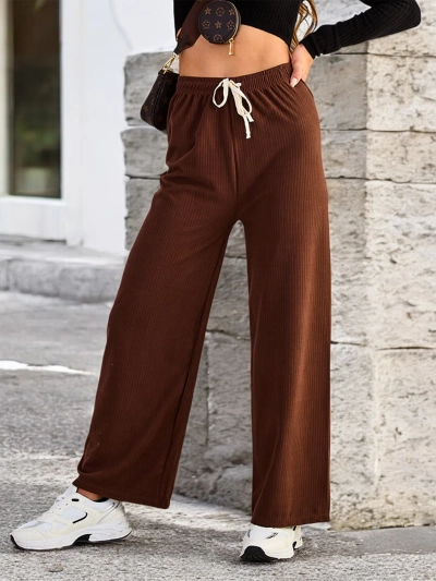 Royalfashion Pantalon large côtelé pour femme