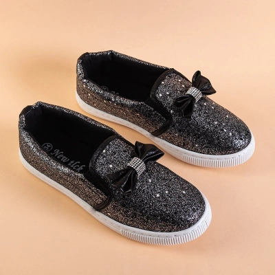 OUTLET Slip-on enfant noir avec nœud Cintia - Chaussures