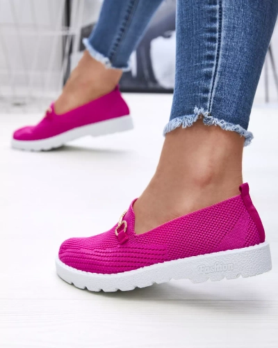 Baskets à enfiler pour femmes Fuchsia avec ornements dorés Enelida - Footwear