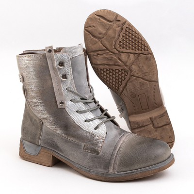 Bottines argentées pour femmes avec paillettes et gaufrage Levina - Chaussures