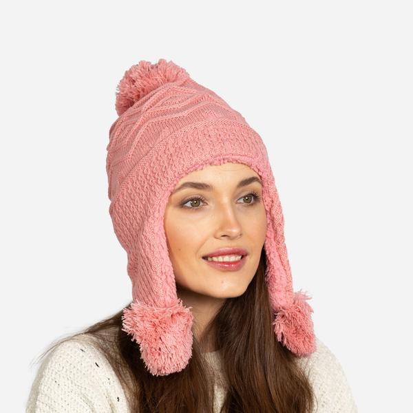 Bonnet isotherme femme rose à pompons - Accessoires