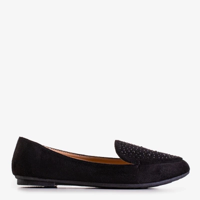 OUTLET Mocassins pour femmes noirs avec zircons cubiques Felisa - Chaussures