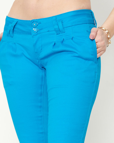 Pantalon taille basse pour femmes en tissu bleu - Vêtements