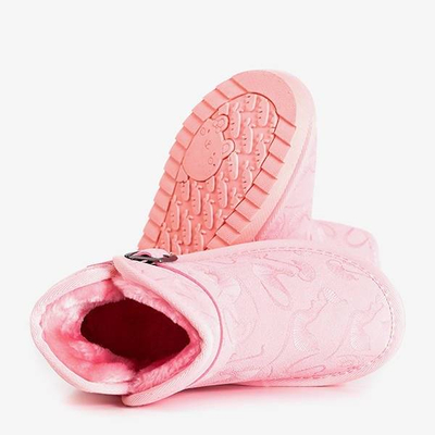 Bottes de neige pour enfants roses de Jereni à boucle - Footwear