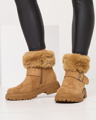 Bottes femme camel isolées à talons plats Zeora - Shoes