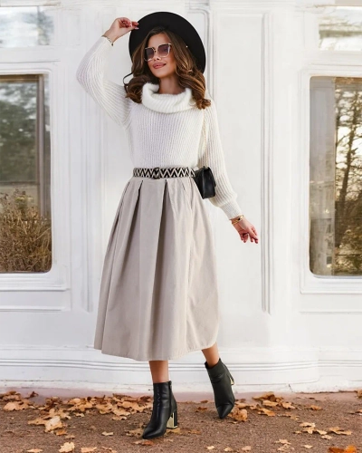 Jupe midi pour femmes Royalfashion a' la corduroy