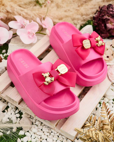 Royalfashion Tongs en caoutchouc pour femme avec nœud décoratif Apis