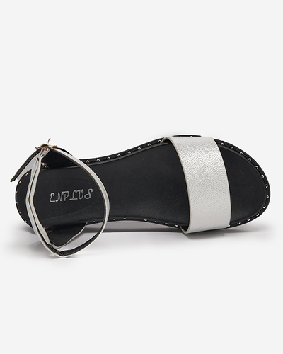 OUTLET Sandales en cuir écologique pour femme argentées à paillettes Delika - Footwear