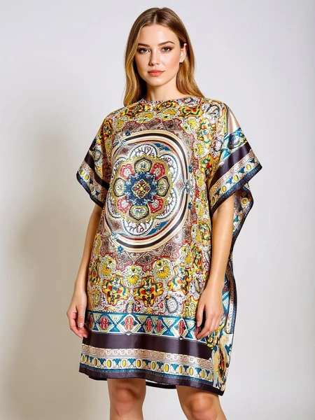 Robe paréo Royalfashion Calista – multicolore jusqu'aux genoux, polyester