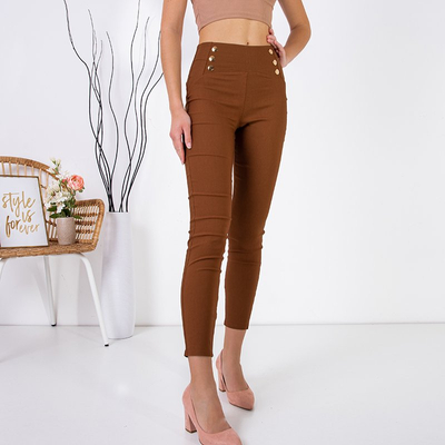 Legging femme marron avec boutons - Vêtements