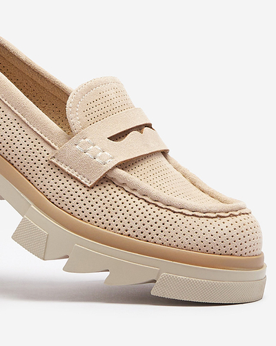 Mocassins ajourés beige pour femme sur une semelle solide Ejina - Footwear