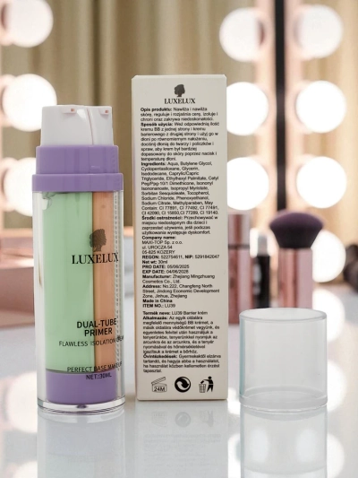 Crème 2 en 1 avec base de maquillage verte et fond de teint - neutralise les rougeurs