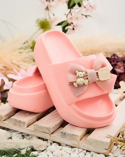 Royalfashion Tongs en caoutchouc pour femme avec nœud décoratif Apis