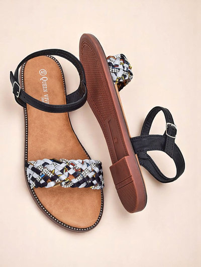 Royalfashion Sandales plates pour femmes ColorStrap