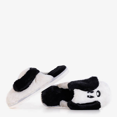 Chaussons femme blanc et noir avec un chien Bruki - Chaussures