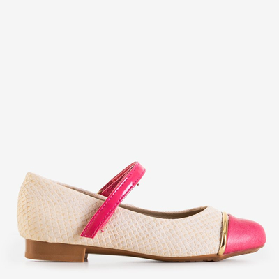 Ballerines filles beiges avec gaufrage animal de Potesa - Chaussures