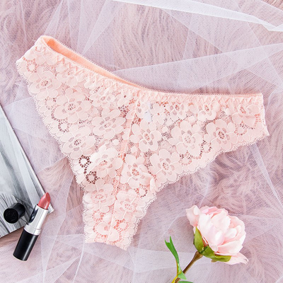 Brasilians en dentelle rose pour femmes - Sous-vêtements