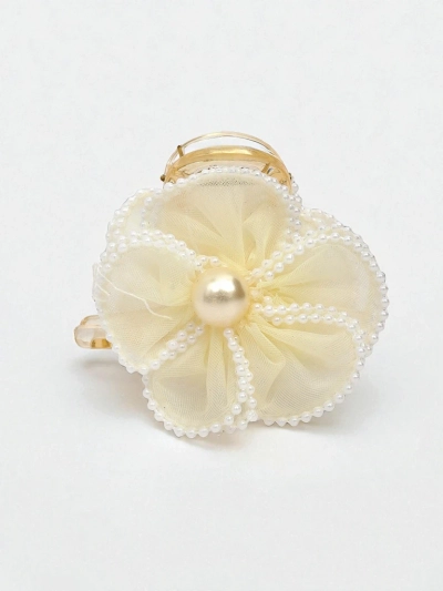 Royalfashion Pince à cheveux avec perles et fleur en tulle